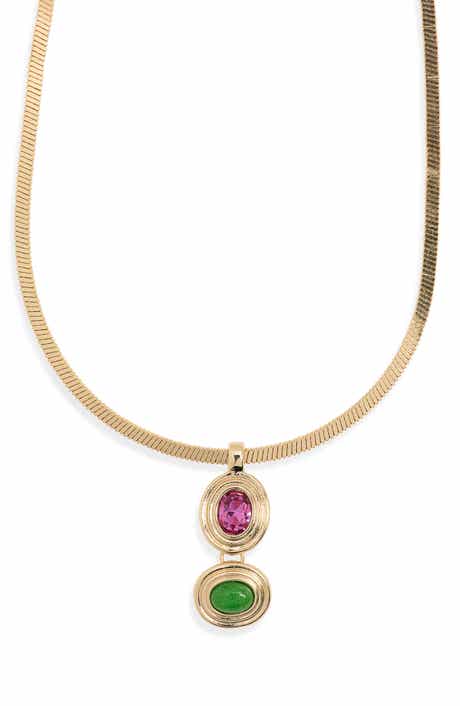 Stone & Crystal Pendant Necklace