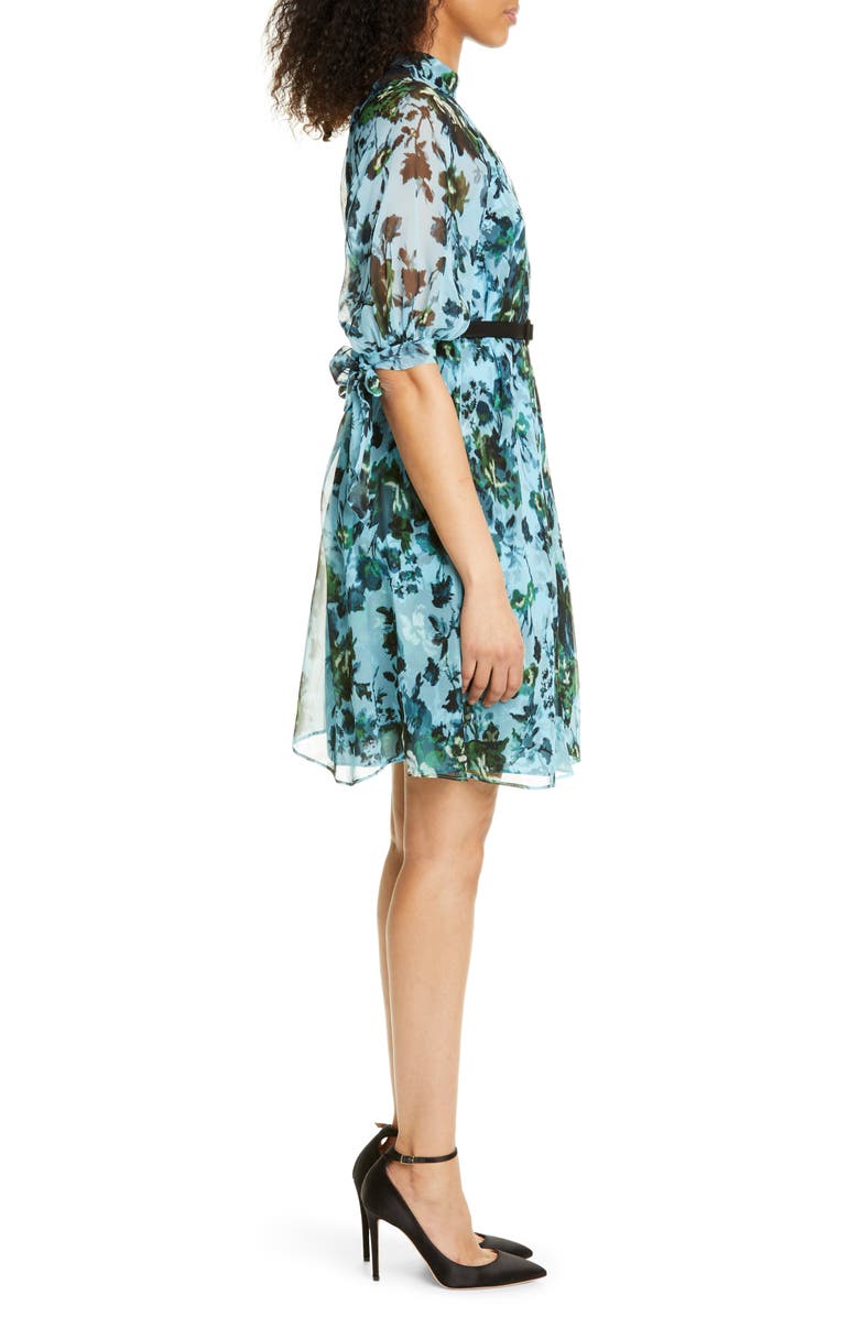 Erdem Belted Floral Print Silk Voile Dress, Alternate, color, 