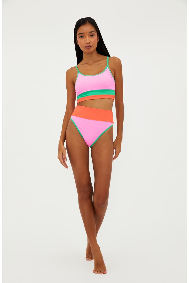 Eva Colorblock Bikini Top, Alternate, color, CORAL BEACH COLORBLOCK