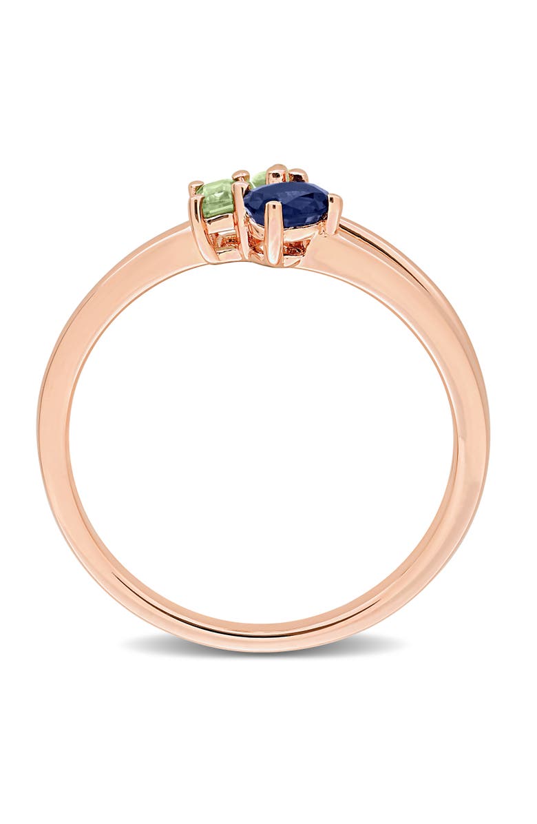 Julianna B. Gemstone 3-Stone Cluster Split-Shank Ring, Alternate, color, Sapphire/Rose-Plated