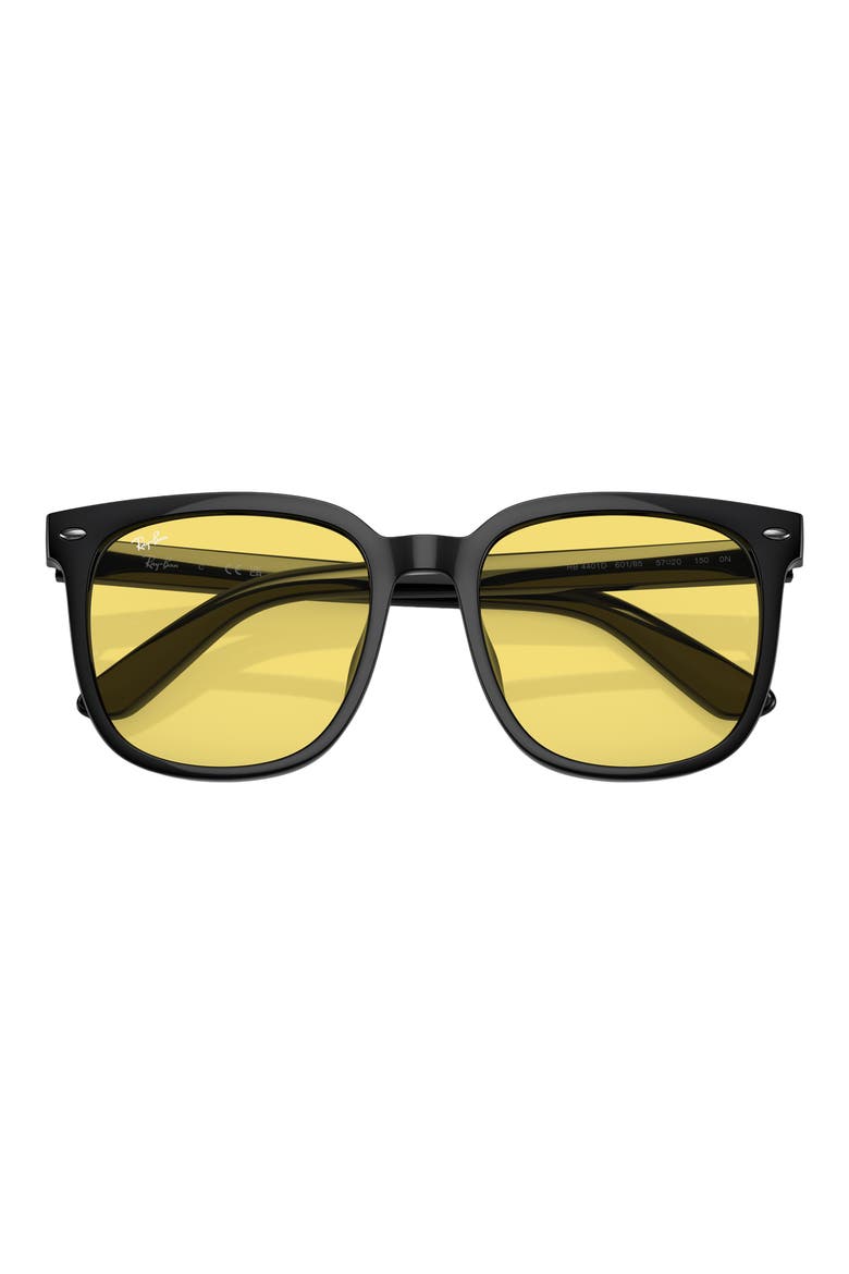57mm Square Sunglasses, Alternate, color, BLACK / YELLOW