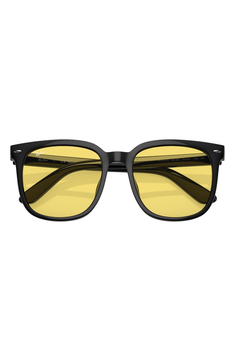 Ray-Ban 57mm Square Sunglasses, Alternate, color, Black / Yellow
