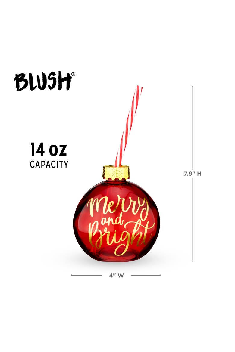 Red Ornament Drink Tumbler Blush, Alternate, color, Red