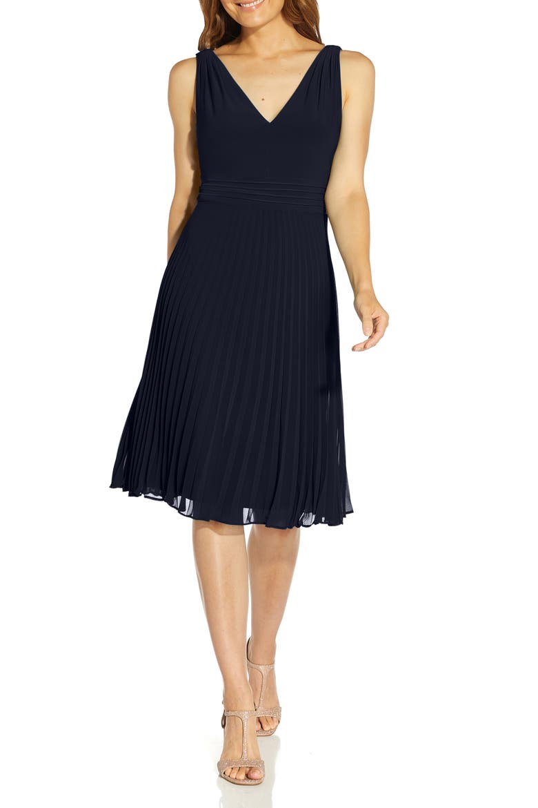 Sleeveless Jersey & Chiffon Dress, Main, color, BLUE MOON