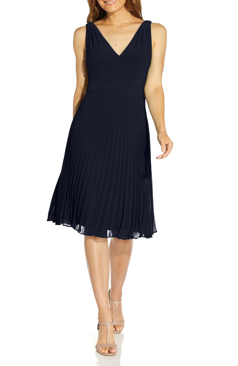 Adrianna Papell Sleeveless Jersey & Chiffon Dress, Main, color, 
