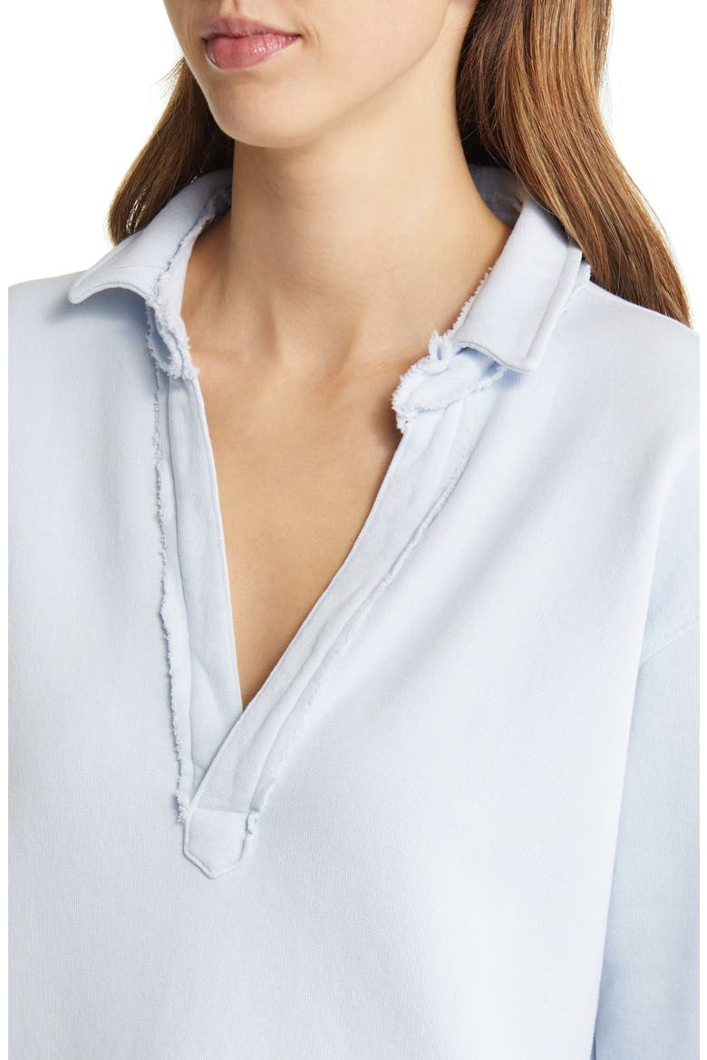 Cotton French Terry Popover Henley Top, Alternate, color, SHIRTING BLUE
