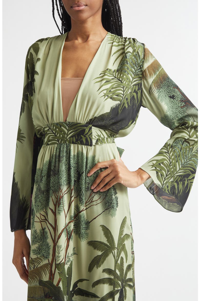 Rodeo Rhythms Long Sleeve Silk Maxi Dress, Alternate, color, GREEN