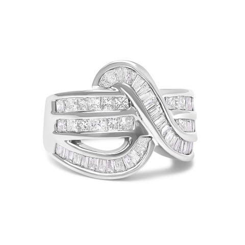 14K White Gold 2.0 Cttw Diamond Channel Set Bypass Ring