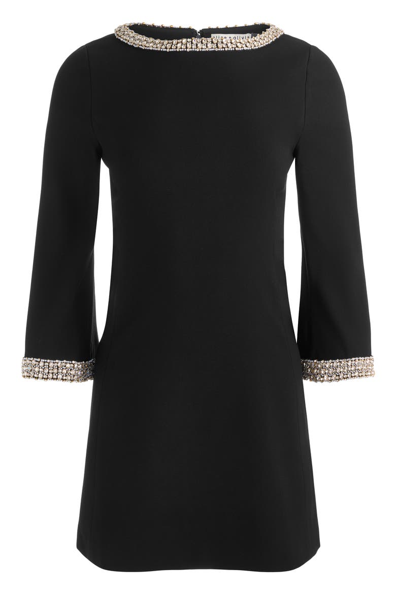 Mailynn Embellished A-Line Minidress, Alternate, color, BLACK