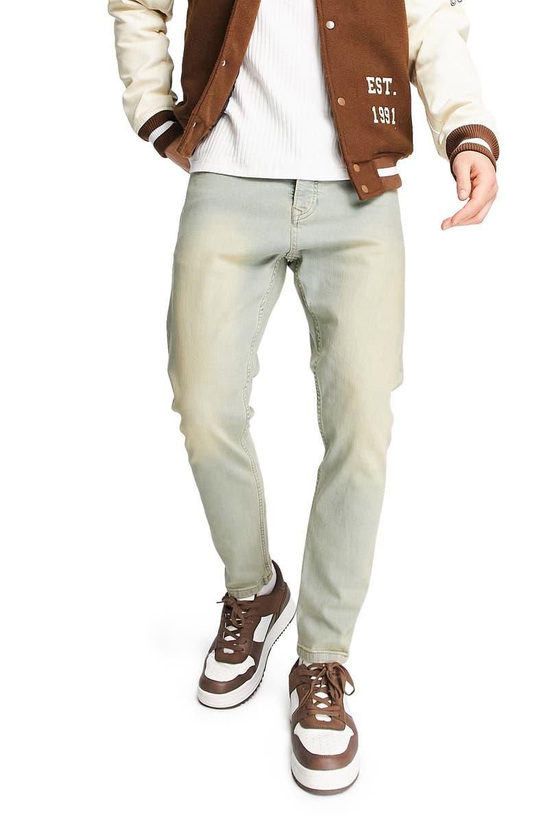 Topman Men's Tapered Fit Dirty Jeans, Main, color, 