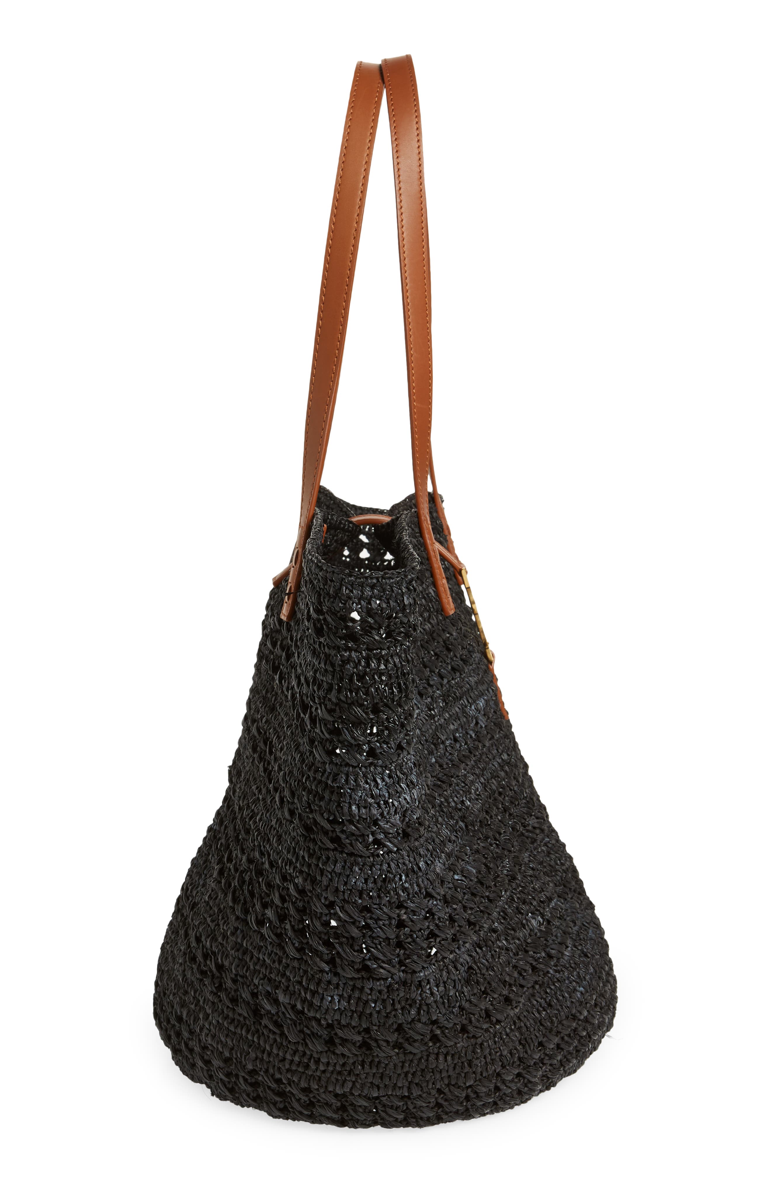 Saint Laurent Medium Panier Crochet Straw Tote, Alternate, color, 
