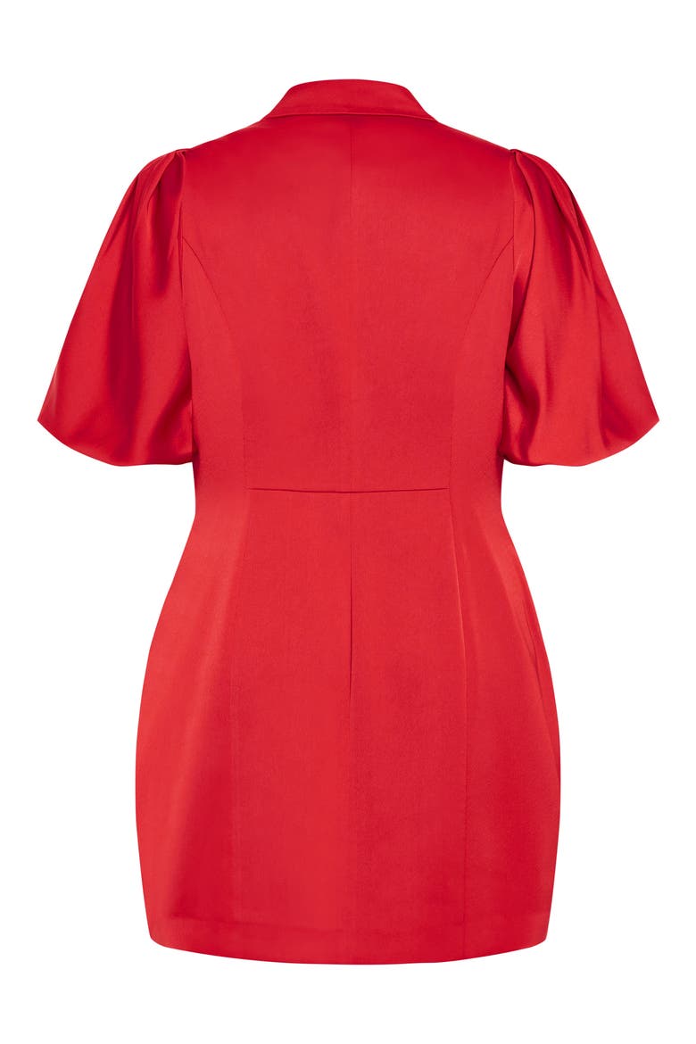 Julissa Short Sleeve Satin Blazer Dress, Alternate, color, RED