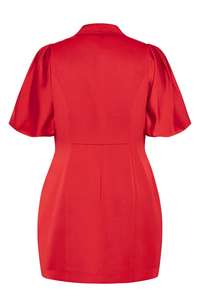 City Chic Julissa Short Sleeve Satin Blazer Dress, Alternate, color, Red