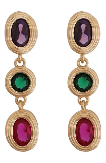 Panacea Multicolor Crystal Linear Drop Earrings In Gold