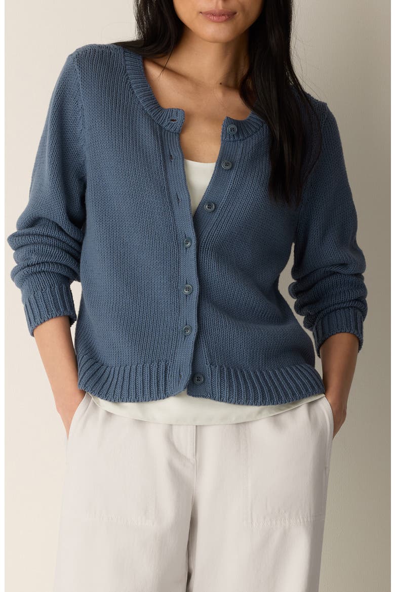 Organic Cotton Crewneck Cardigan, Main, color, COLDSPRING