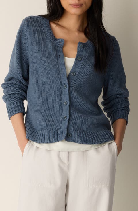 Organic Cotton Crewneck Cardigan