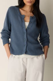 Eileen Fisher Organic Cotton Crewneck Cardigan