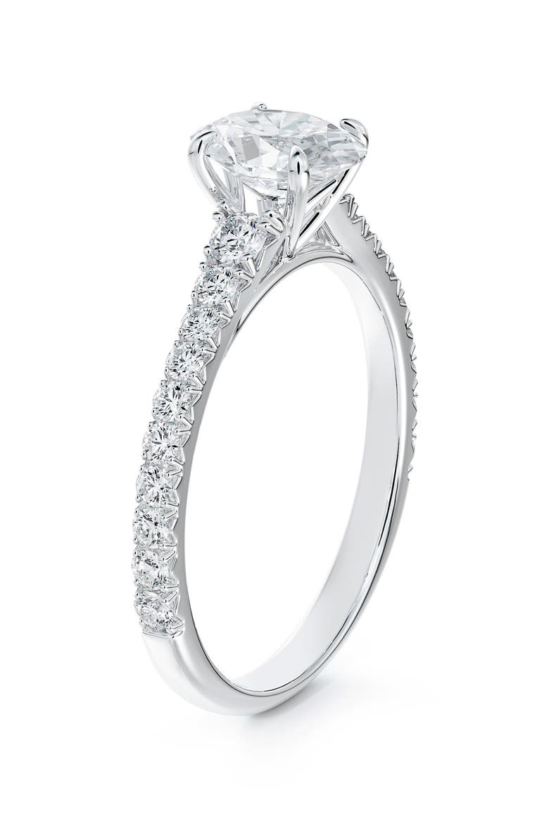 Icon™ Setting Oval Diamond Engagement Ring with Diamond Band, Main, color, PLATINUM-D0.50CT