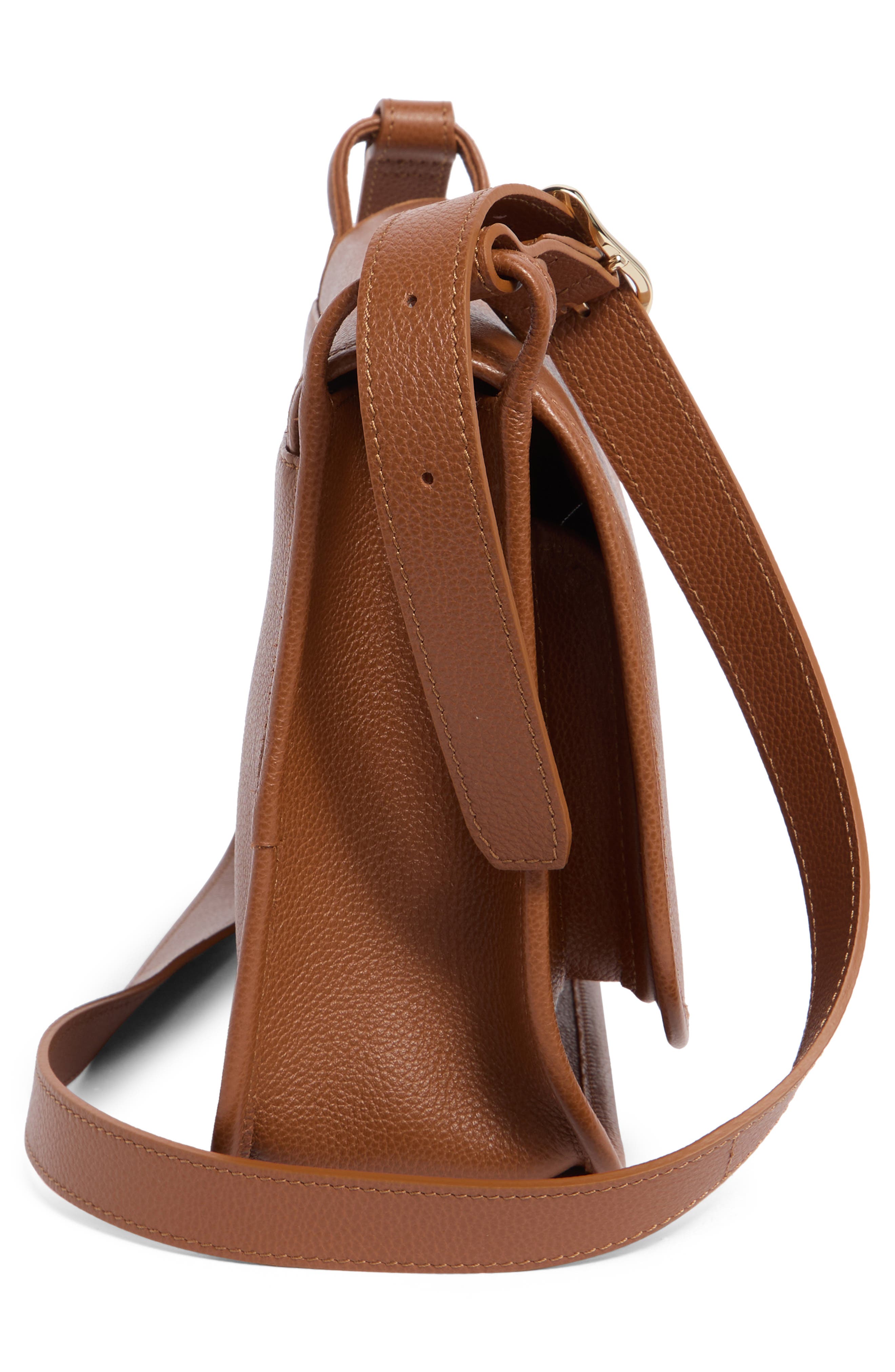 Large Le Foulonné Leather Crossbody Bag, Alternate, color, CARAMEL
