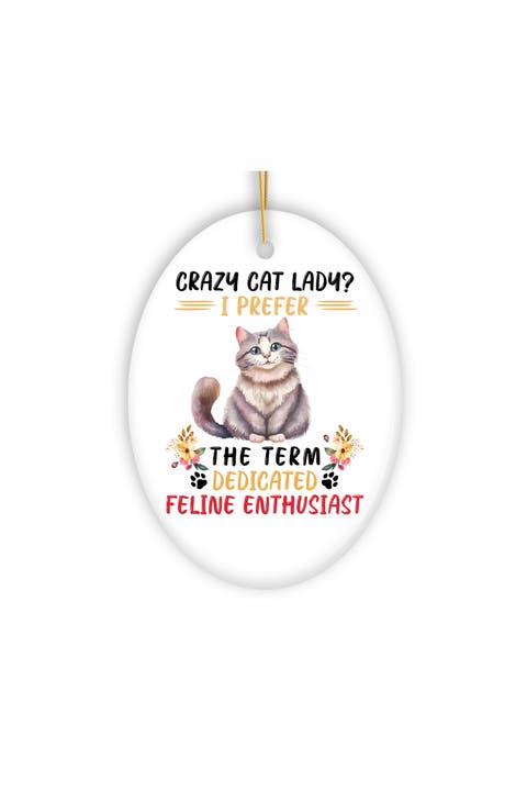 Dedicated Feline Enthusiast Cat Oval Ornament
