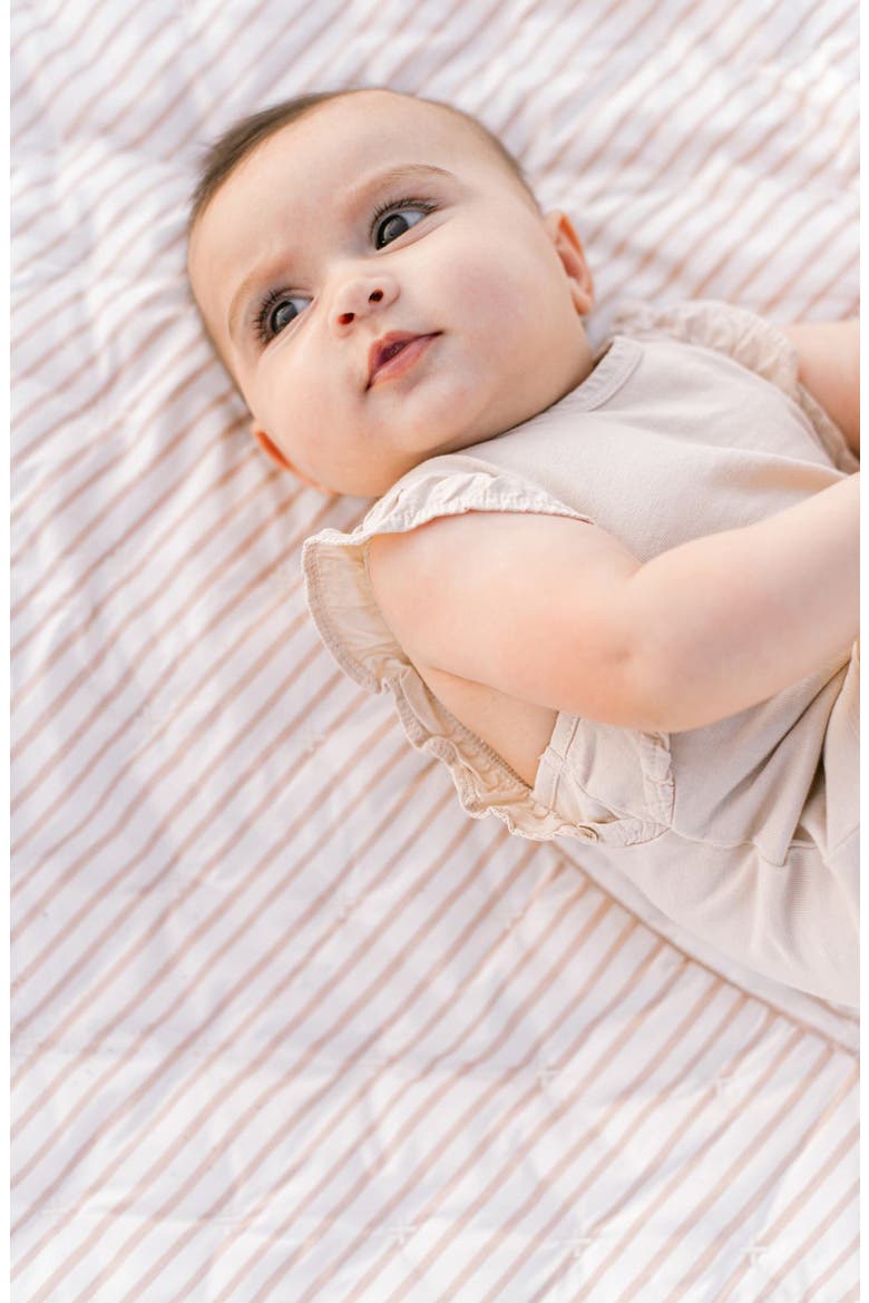 Garment Dyed Flutter Sleeve Organic Cotton Bodysuit, Alternate, color, SAND
