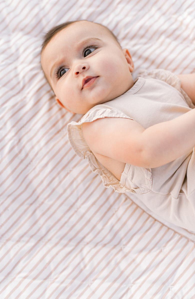 Pehr Garment Dyed Flutter Sleeve Organic Cotton Bodysuit, Alternate, color, Sand