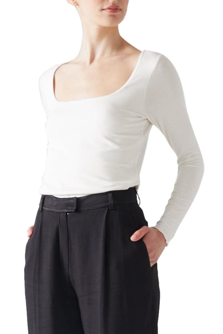 Square Neck Jersey Top, Alternate, color, IVORY