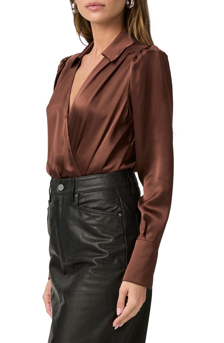 PAIGE Nyla Long Sleeve Silk Satin Bodysuit, Alternate, color, Landslide