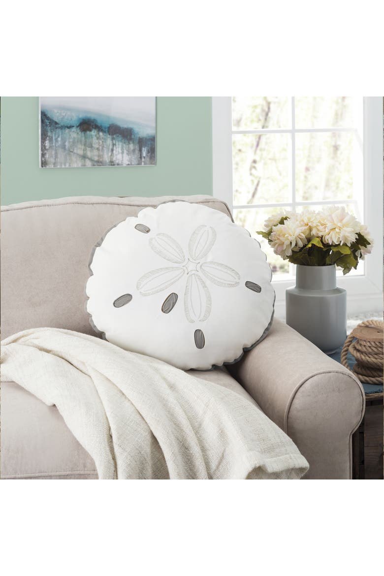 Sand Dollar Shaped Indoor/Outdoor Accent Throw Pillow, Alternate, color, White