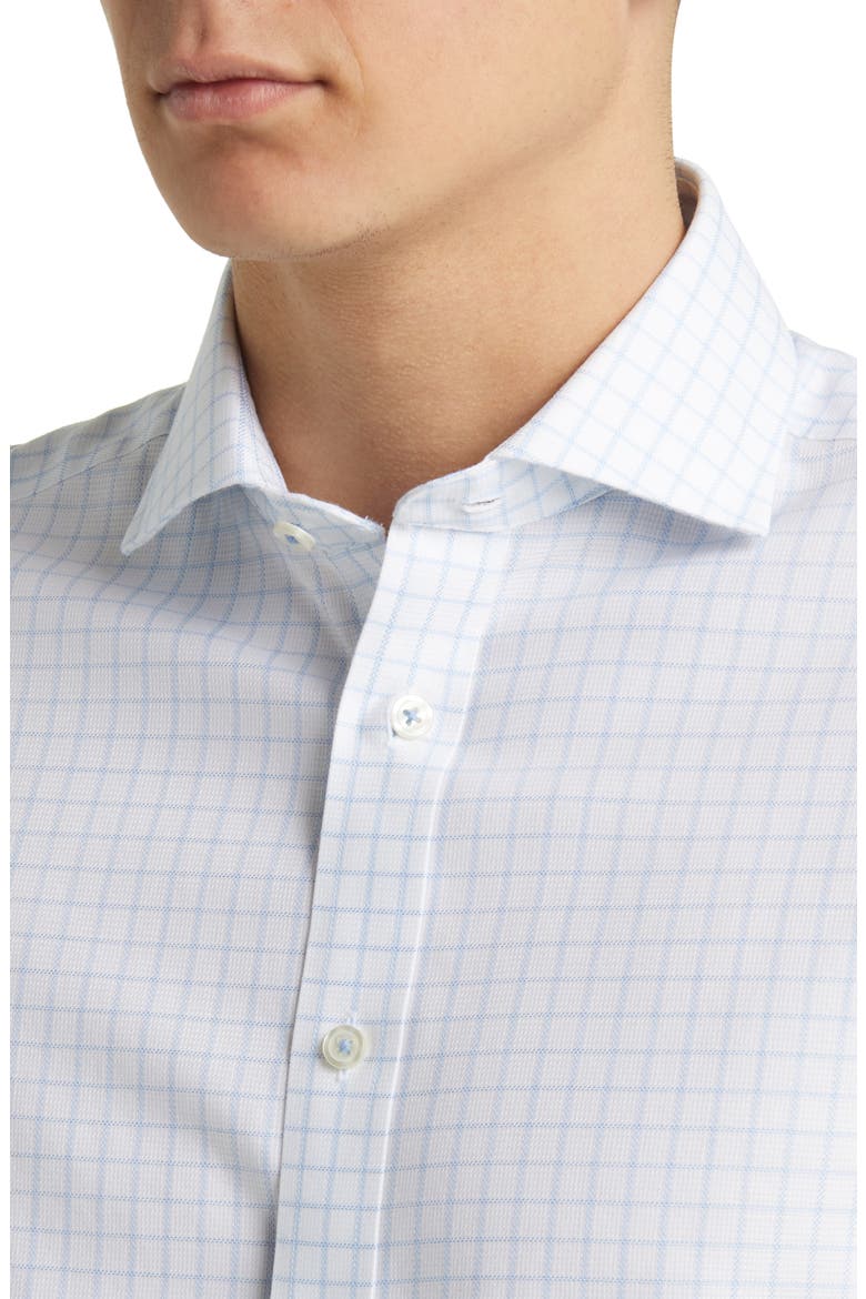 Non-Iron Clifton Weave Check Cutaway Slim Fit Shirt Double Cuff, Alternate, color, CORNFLOWER BLUE