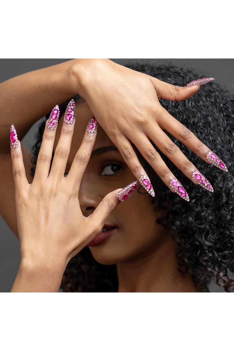 Diamond Diva Long Almond Pink Press-On Nails, Alternate, color, Pink