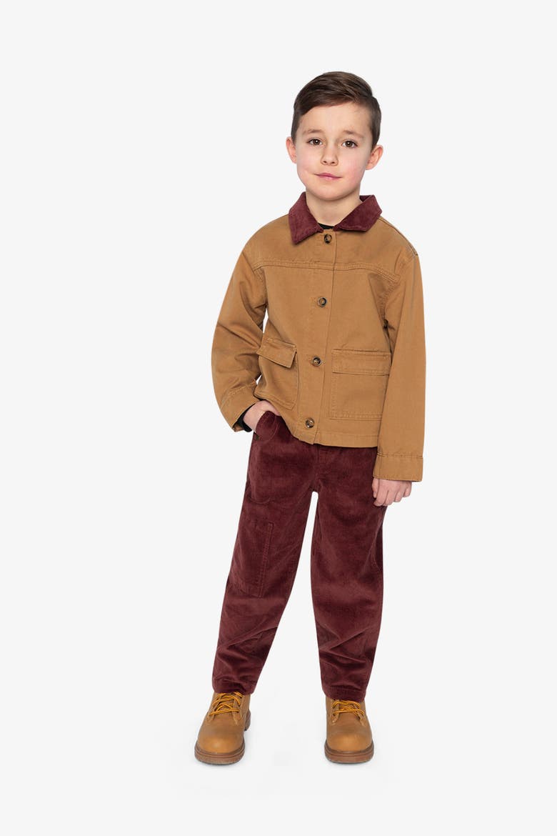 Corduroy Cargo Pocket Stretch Drawstring Pants, Alternate, color, Reddish-Brown