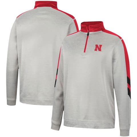 Men's Colosseum Gray/Scarlet Nebraska Huskers Bushwood Fleece Quarter-Zip Jacket