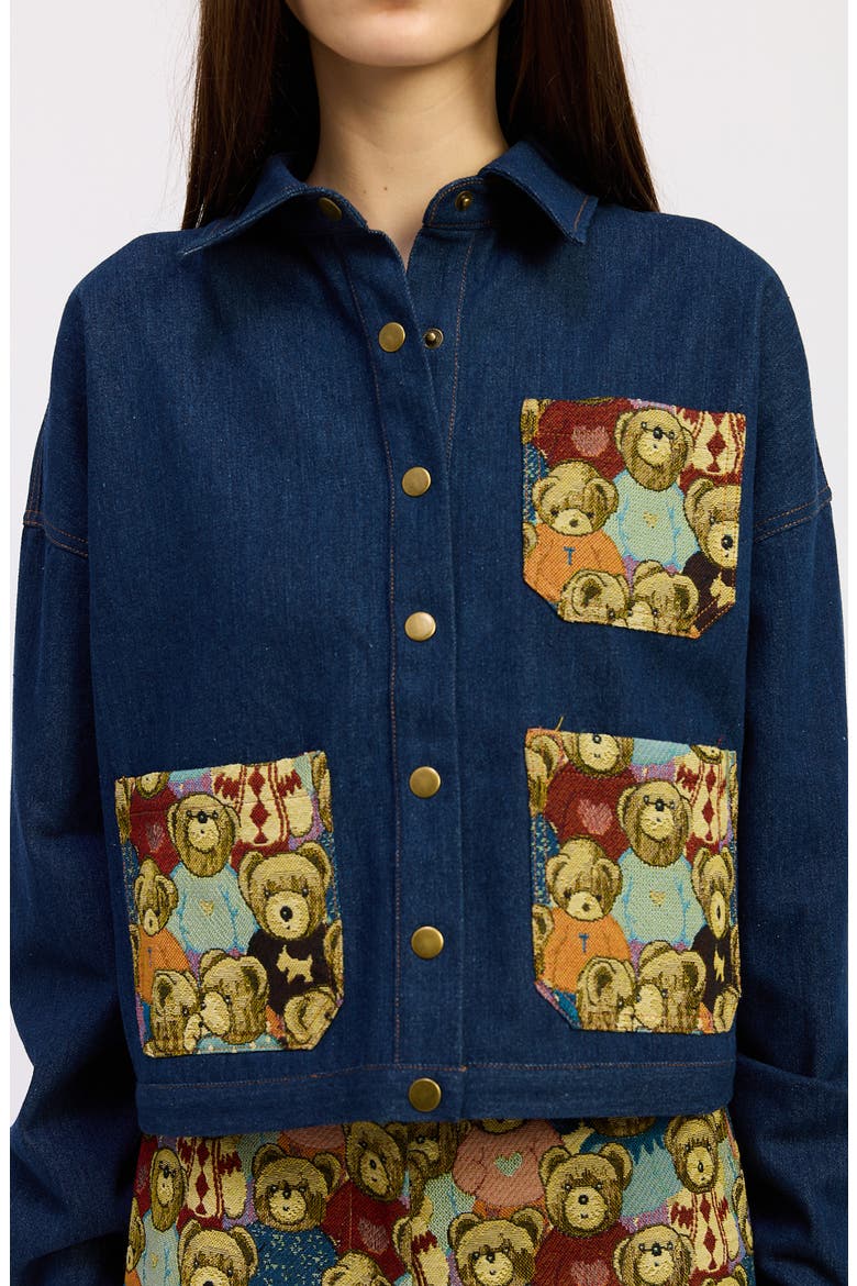 Bearlyn Denim Jacket, Alternate, color, INDIGO BROWN MULTI