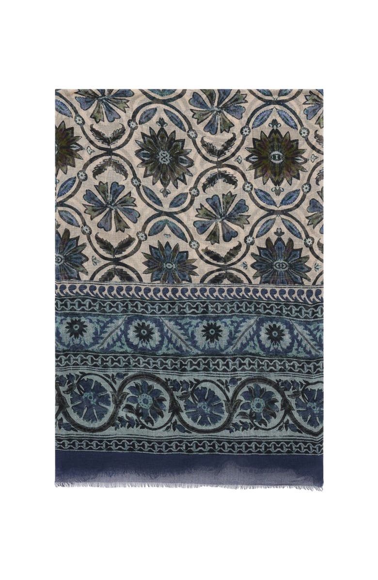 GERARD DAREL Dora Rosette Print Scarf, Main, color, Navy Blue