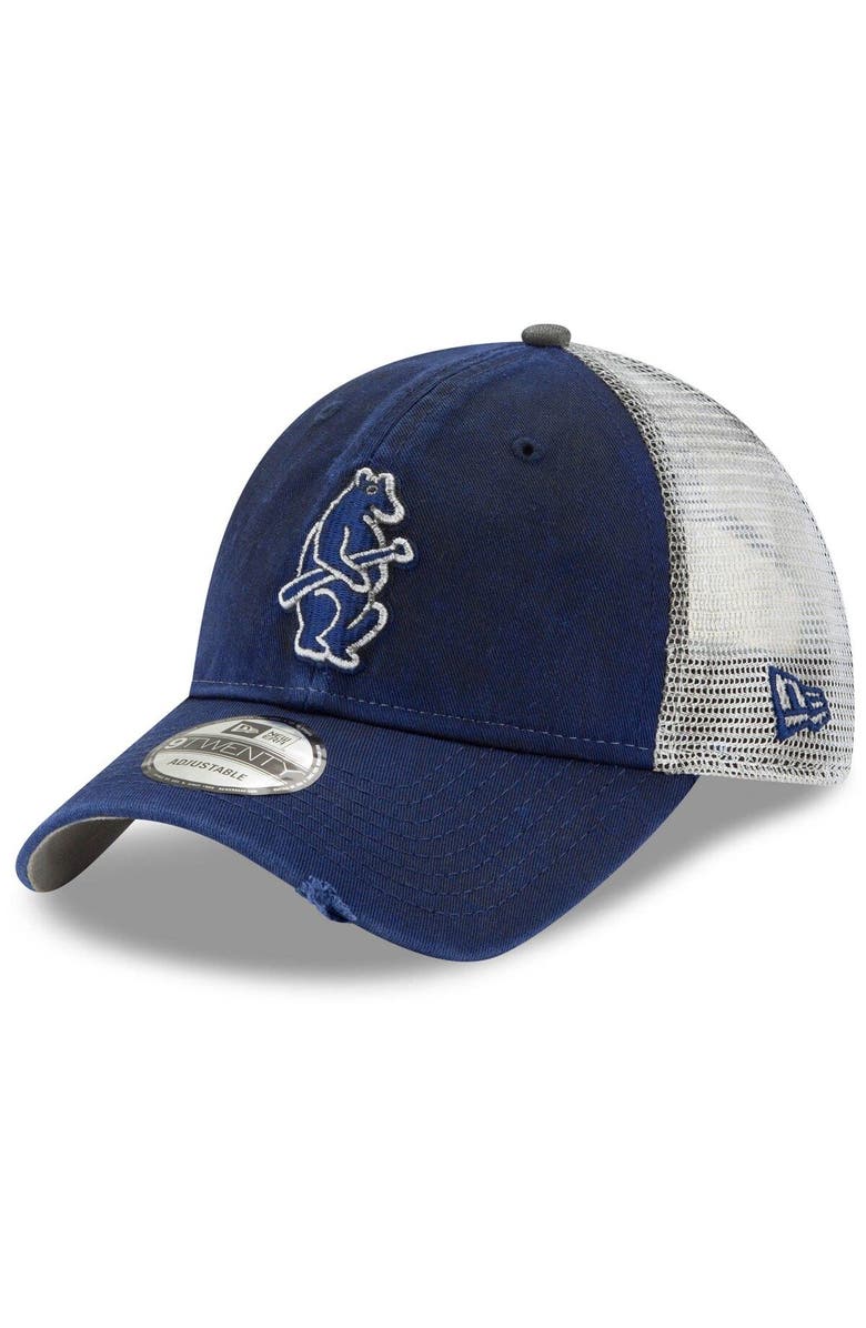 New Era Men's New Era Royal Chicago Cubs Team Rustic 9TWENTY Trucker Adjustable Hat, Main, color,