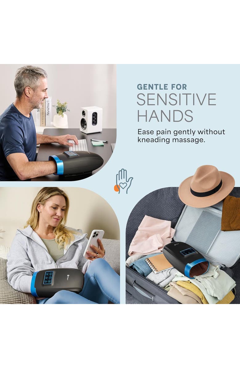 Lifepro Legra Plus Hand Massager with Heat and Compression Finger, Wrist, and Palm Massager with 5 and 6 Modes, Alternate, color, 5 Modes Black