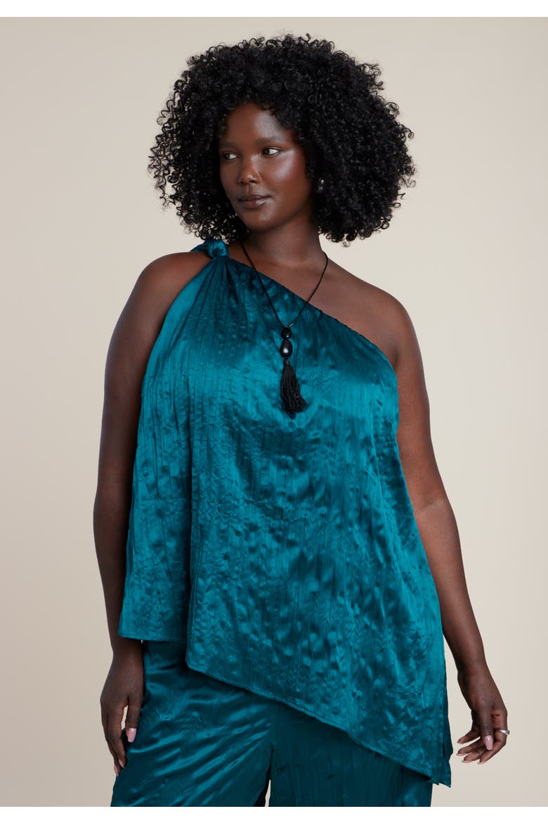 Asymmetric Bubble Crop Top, Alternate, color, TEAL PINE