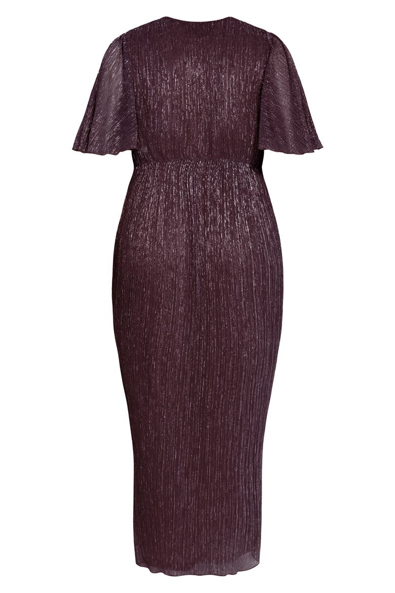 Macy Metallic Flutter Sleeve Maxi Dress, Alternate, color, PURPLE