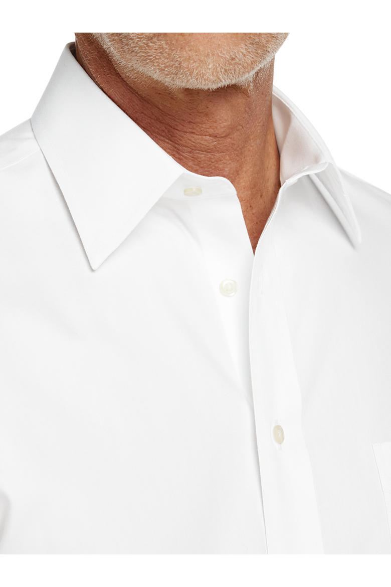 Non-iron Cotton Pinpoint Solid Point Collar Short Sleeve Dress Shirt, Alternate, color, White