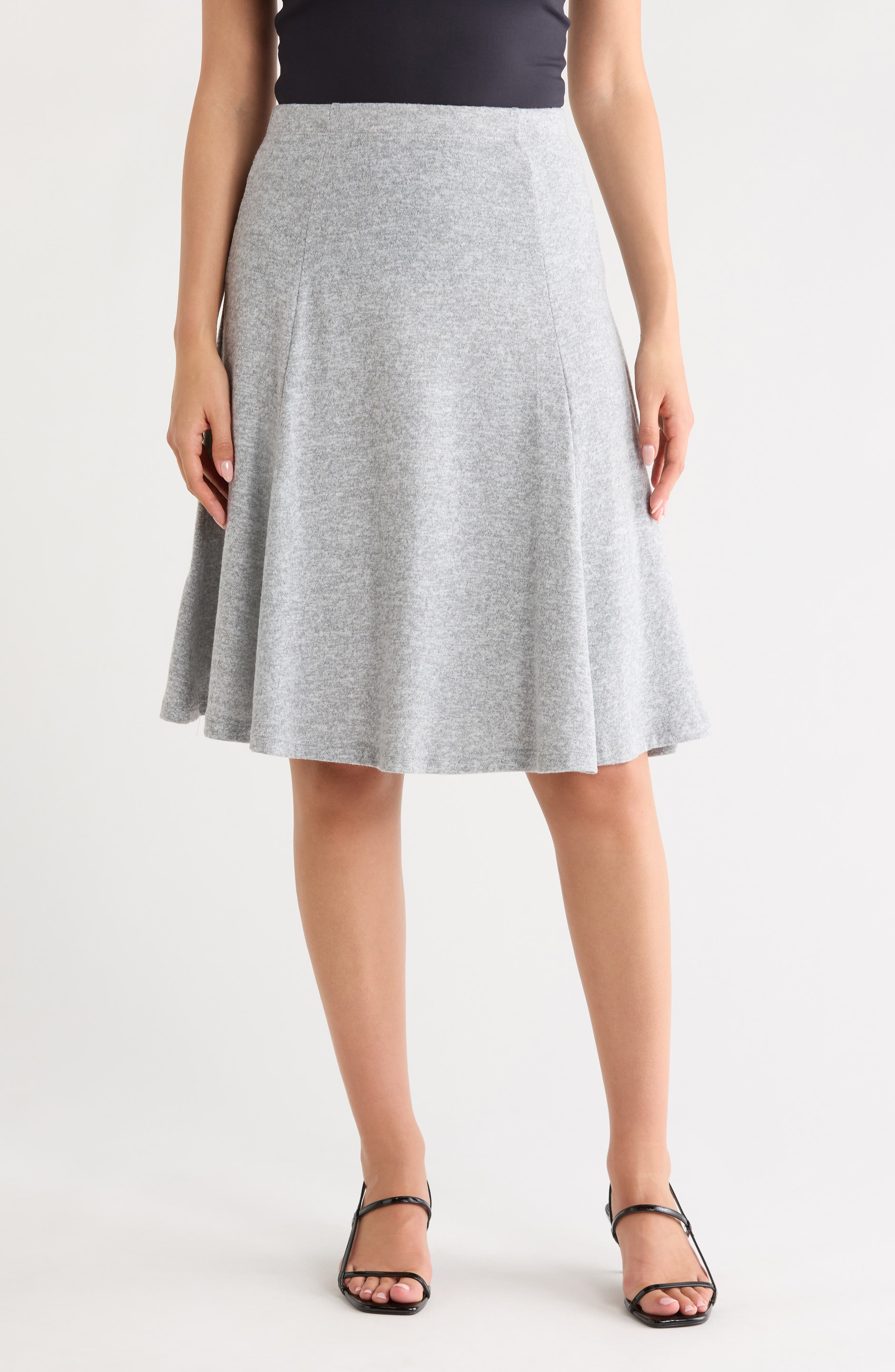 Flared Pull-On Midi Skirt