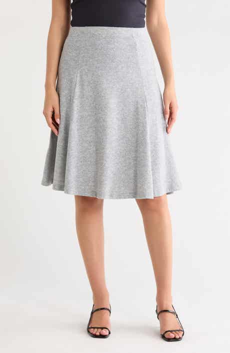 Flared Pull-On Midi Skirt