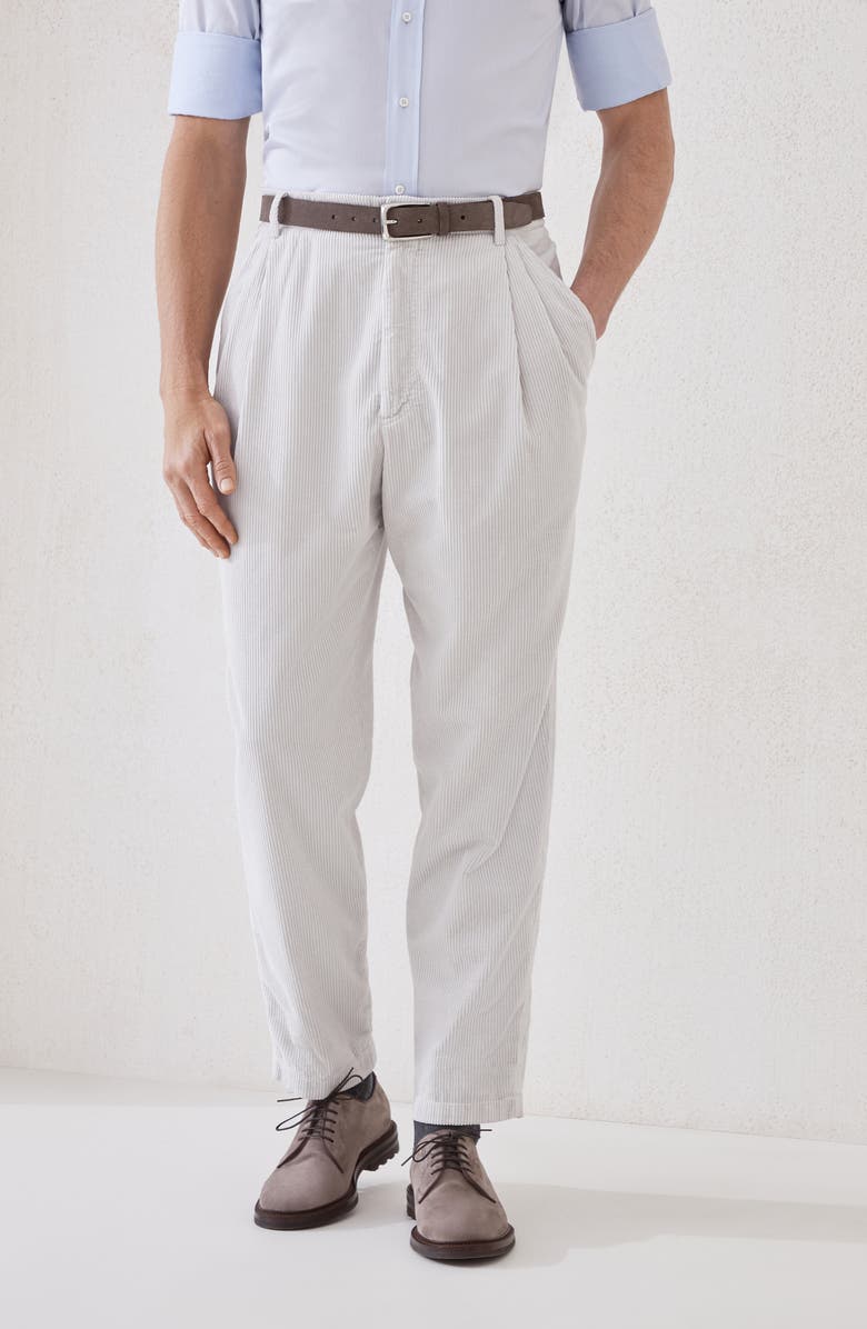 Brunello Cucinelli Tailor fit trousers, Alternate, color, Chalk