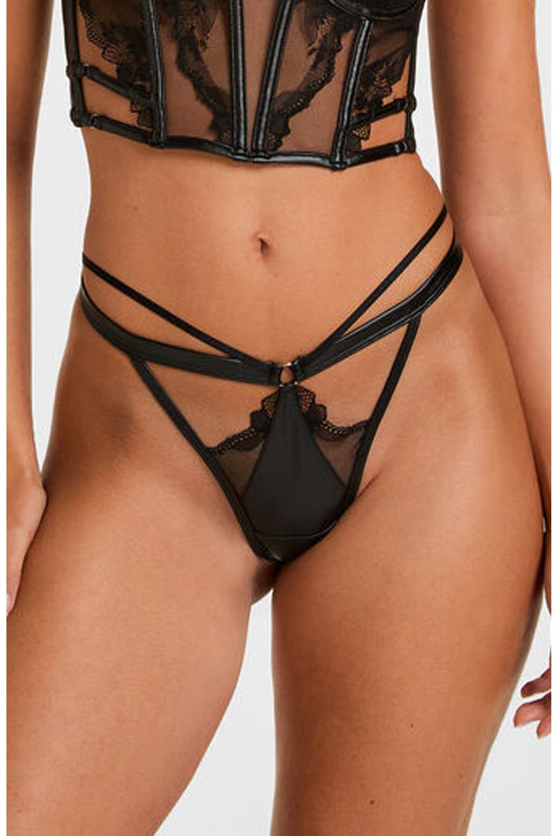 Ilenia High Leg String Thong, Main, color, CAVIAR
