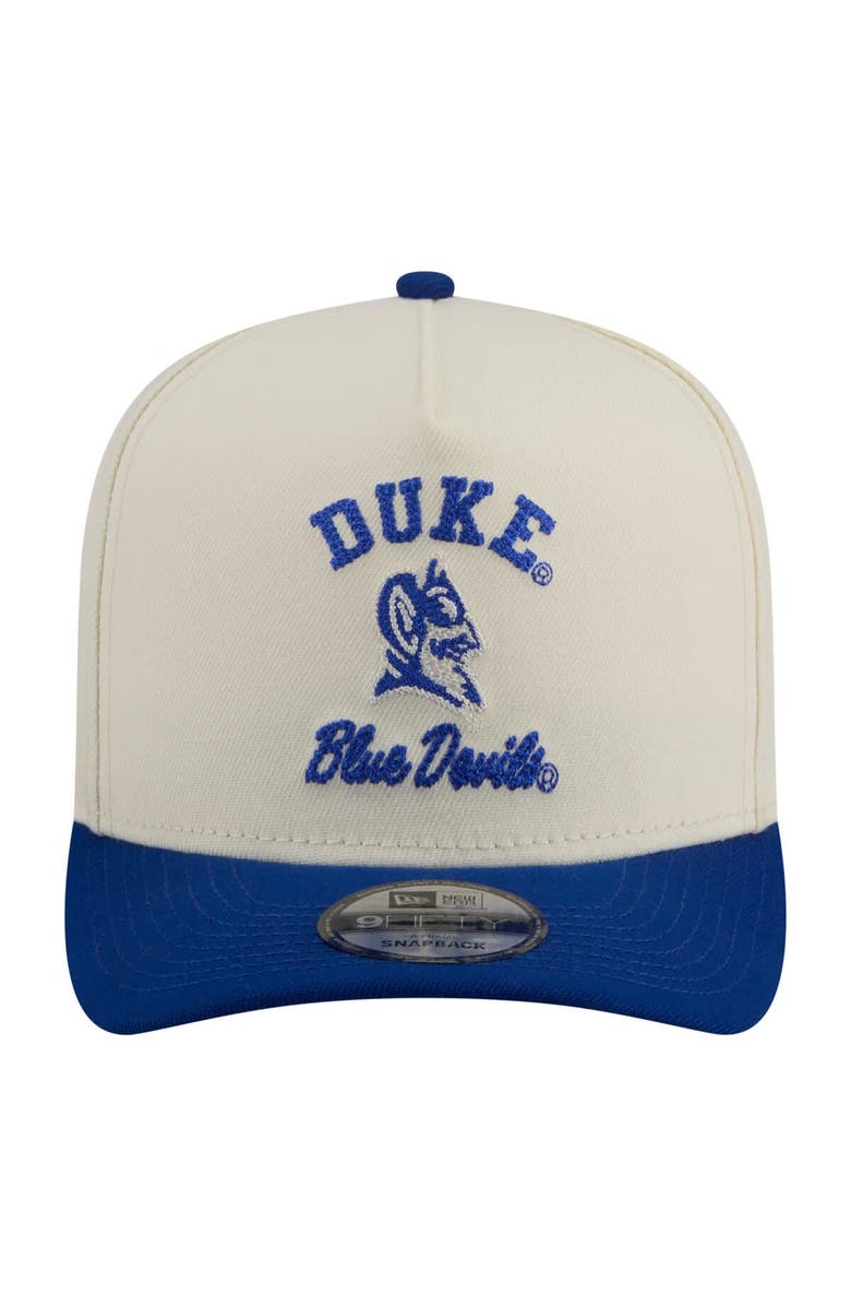 New Era Men's New Era  Cream/Royal Duke Blue Devils Two-Tone Arched 9FIFTY Snapback Hat, Alternate, color, Cream