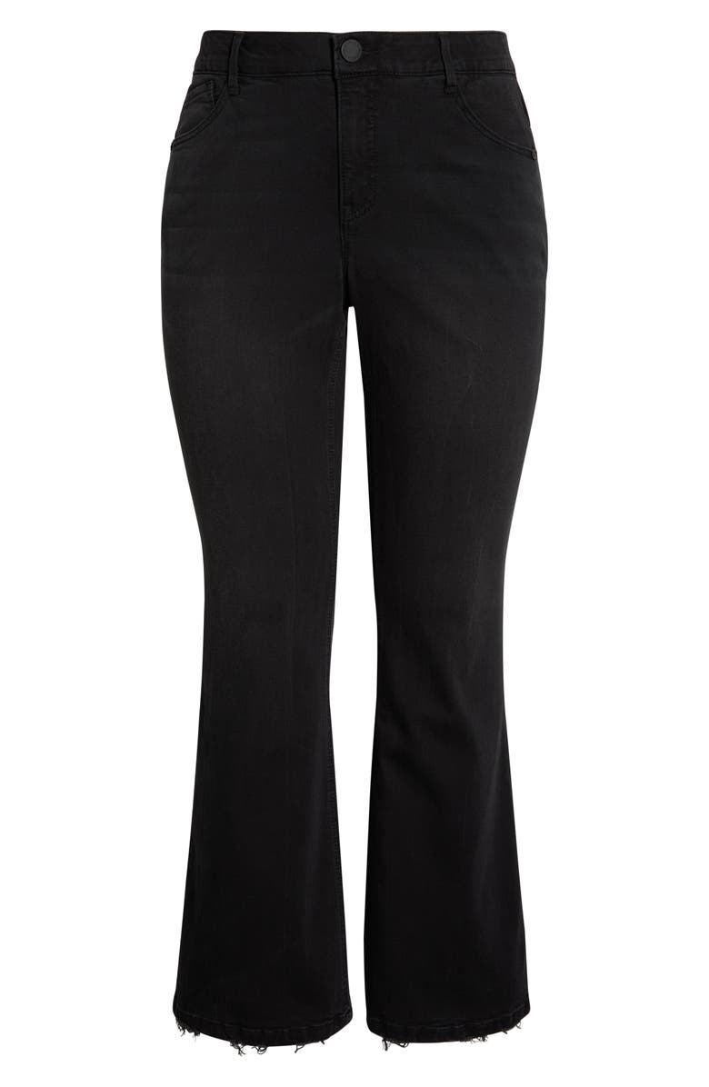 Wit & Wisdom Madison High Waist Distressed Hem Itty Bitty Bootcut Jeans, Alternate, color, Washed Black