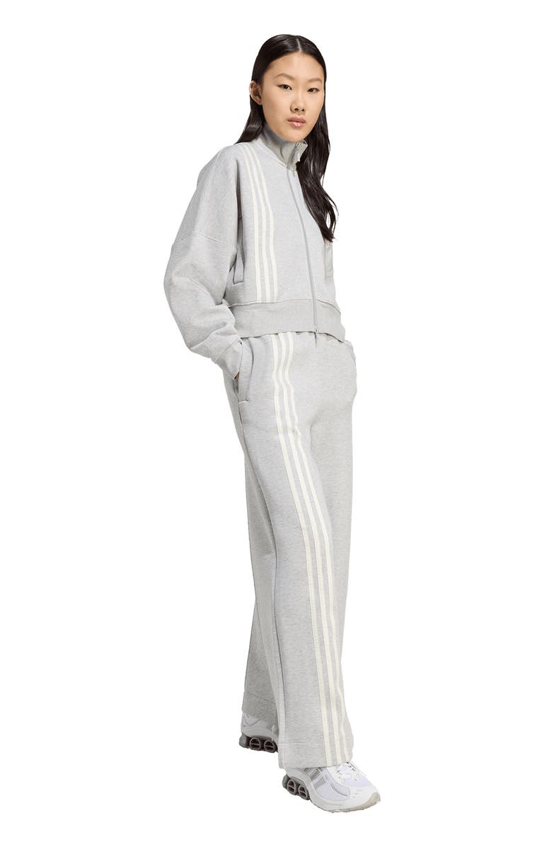 adidas 3-Stripes Zip Front Cotton Blend Jacket, Alternate, color, Grey Melange