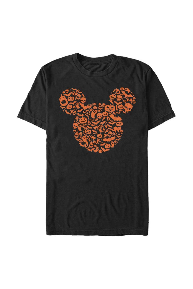 Men's Mickey & Friends Halloween Silhouette T-Shirt, Main, color, Black