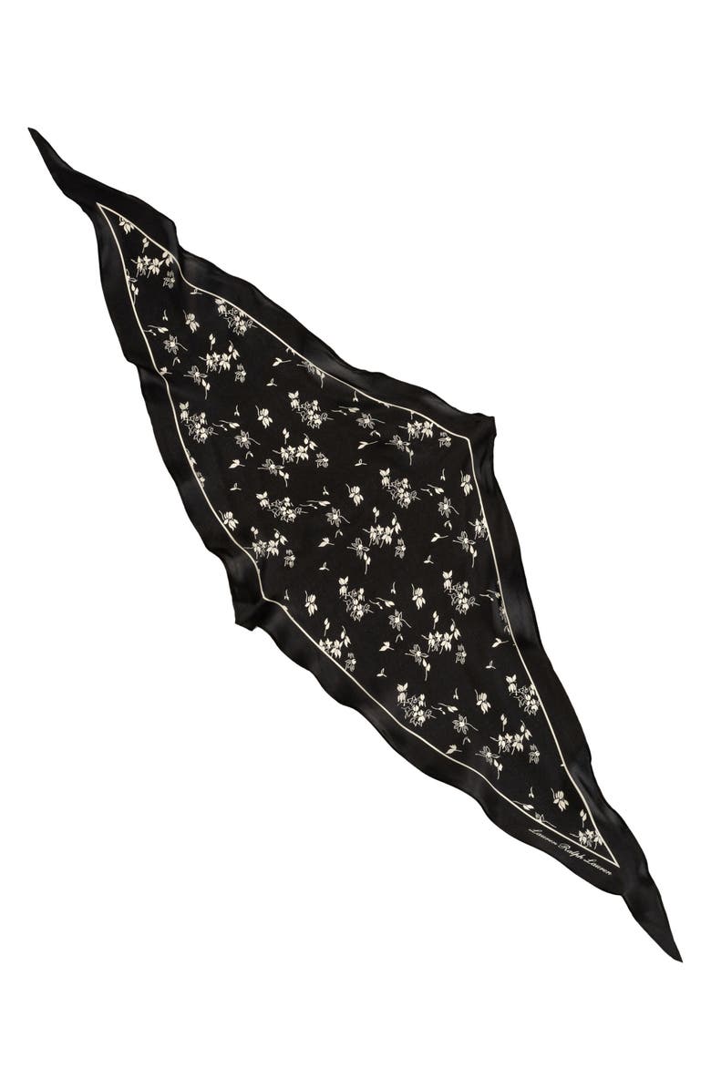 Lauren Ralph Lauren Ink Floral Silk Satin Small Diamond Scarf, Alternate, color, 