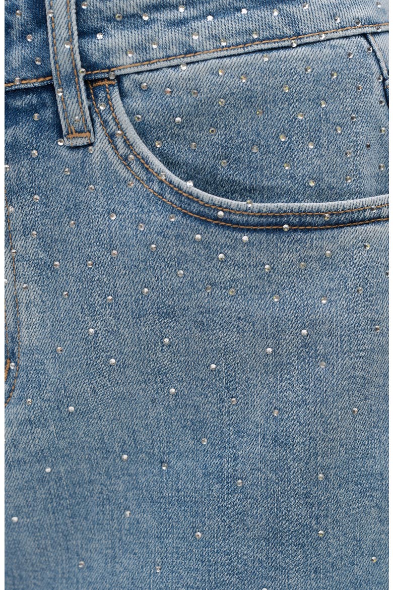 Rhinestone Raw Hem Denim Miniskirt, Alternate, color, BLUEBERRY